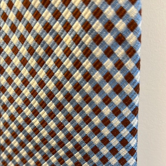 Bettini - silk Classic Checkered Tie in Brown and White - Picture 3 of 4